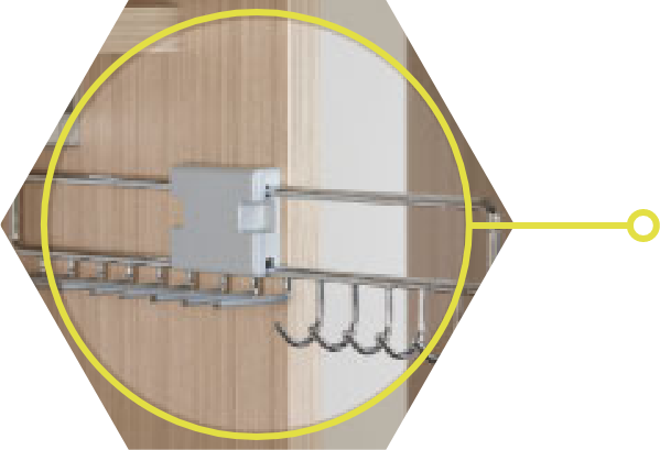 Detail of a combination tie and belt rack